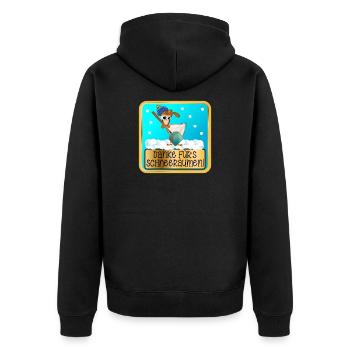 DANKESCHÖN WINTERDIENST - SCHNEERÄUMEN HUHN - Unisex Premium Bio Zip Hoodie - Schwarz - Hinten - Nico (187cm)