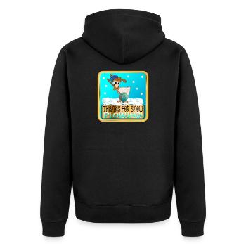WINTERHUHN - DANKE FÜRS SCHNEEPFLÜGEN - Unisex Premium Bio Zip Hoodie - Schwarz - Hinten - Nico (187cm)