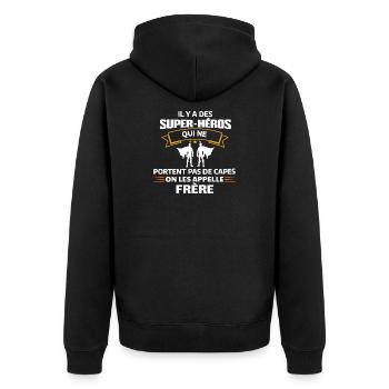 Super-Héros Frère Sans Cape - Veste à capuche bio Premium Unisexe - noir - Dos - Nico (187cm)