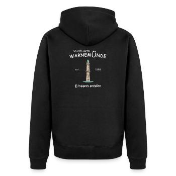 Rostock Warnemünde Einfach schön, Handzeichnung - Unisex Premium Bio Zip Hoodie - Schwarz - Hinten - Nico (187cm)