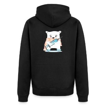 WINTER KINDERKRANKENSCHWESTER Medikamenten SPRITZE - Unisex Premium Bio Zip Hoodie - Schwarz - Hinten - Nico (187cm)