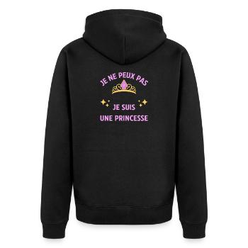 Je ne peux pas je suis une princesse - humour - Veste à capuche bio Premium Unisexe - noir - Dos - Nico (187cm)