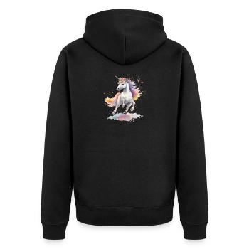 tanzendes Einhorn - Unisex Premium Bio Zip Hoodie - Schwarz - Hinten - Nico (187cm)