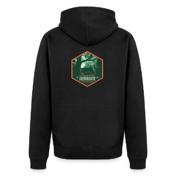 Der Huelgoat-Wald in Armorica: Mystische Natur - Unisex Premium Bio Zip Hoodie - Schwarz - Hinten - Nico (187cm)