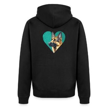 German Shepherd Portrait - Unisex Premium Organic Zip Hoodie - black - Back - Nico (187cm)