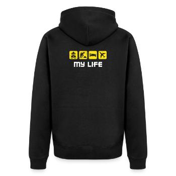 Job Work Statement Worker Employee - Unisex Premium Organic Zip Hoodie - black - Back - Nico (187cm)