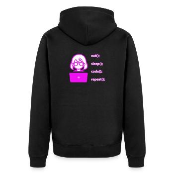 eat sleep code repeat woman computer - Unisex Premium Organic Zip Hoodie - black - Back - Nico (187cm)