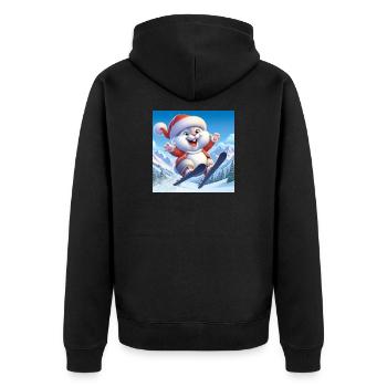 Hasenspringen Ski Weihnachten - Unisex Premium Bio Zip Hoodie - Schwarz - Hinten - Nico (187cm)