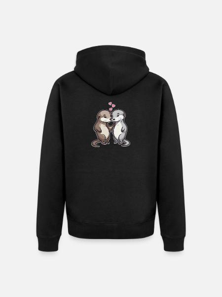 Dans l’amour Otter Hearts Love - Veste à capuche bio Premium Unisexe - noir