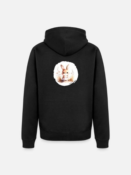 Aquarelle de lapin - Veste à capuche bio Premium Unisexe - noir
