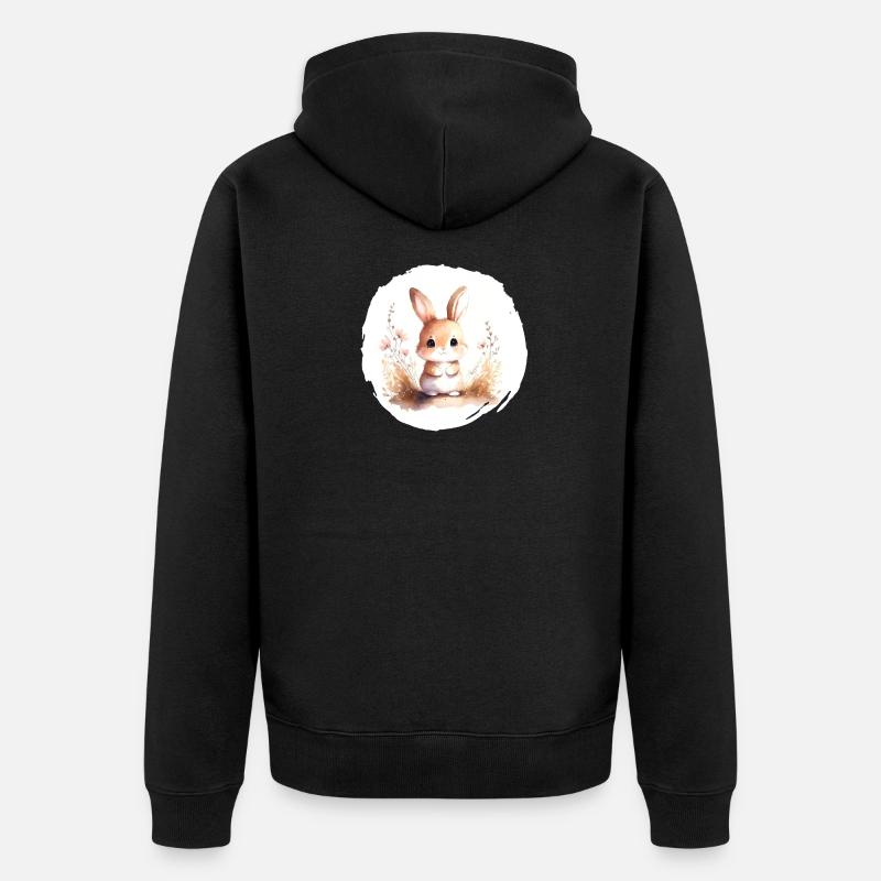 Aquarelle de lapin - Veste à capuche bio Premium Unisexe - noir