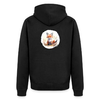 Fox Watercolor - Unisex Premium Organic Zip Hoodie - black - Back - Nico (187cm)