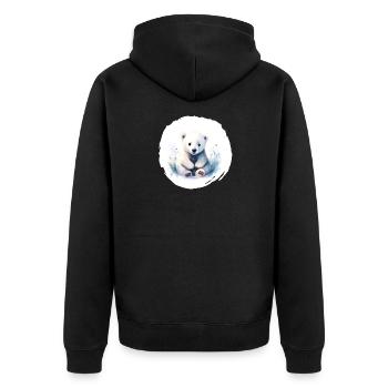 Eisbär Aquarell - Unisex Premium Bio Zip Hoodie - Schwarz - Hinten - Nico (187cm)