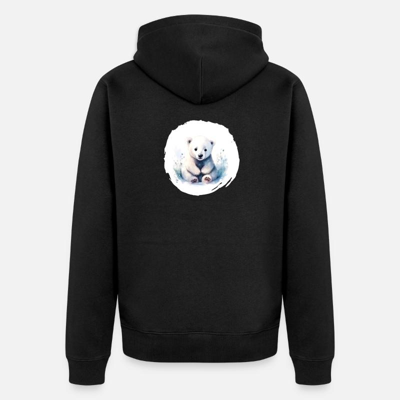 Aquarelle d’ours polaire - Veste à capuche bio Premium Unisexe - noir
