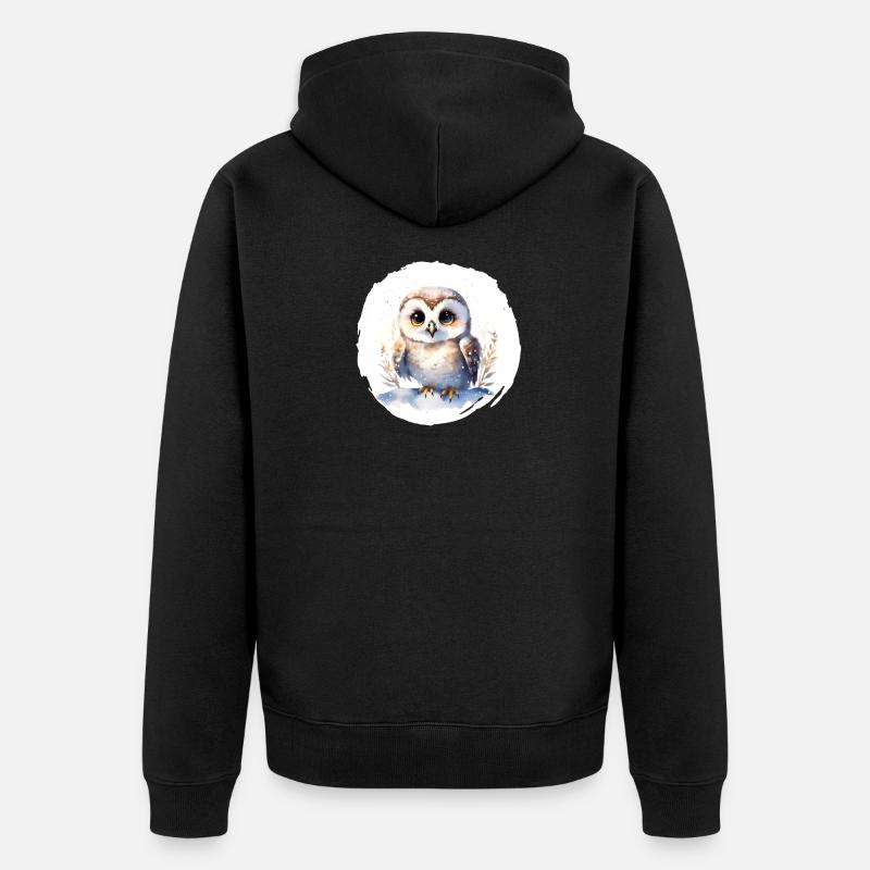 Harfang des neiges aquarelle - Veste à capuche bio Premium Unisexe - noir