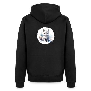 Arctic Fox Watercolor - Unisex Premium Organic Zip Hoodie - black - Back - Nico (187cm)