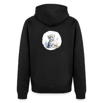 Aquarelle de léopard des neiges - Veste à capuche bio Premium Unisexe - noir - Dos - Nico (187cm)
