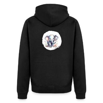 Watercolor Elephant - Unisex Premium Organic Zip Hoodie - black - Back - Nico (187cm)