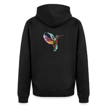 Fliegender chromatischer Kolibri - Unisex Premium Bio Zip Hoodie - Schwarz - Hinten - Nico (187cm)
