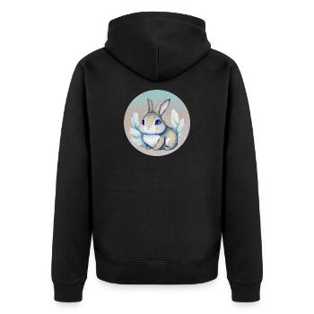 Illustration aquarelle Bébé Lapin Mignon Enfants - Veste à capuche bio Premium Unisexe - noir - Dos - Nico (187cm)