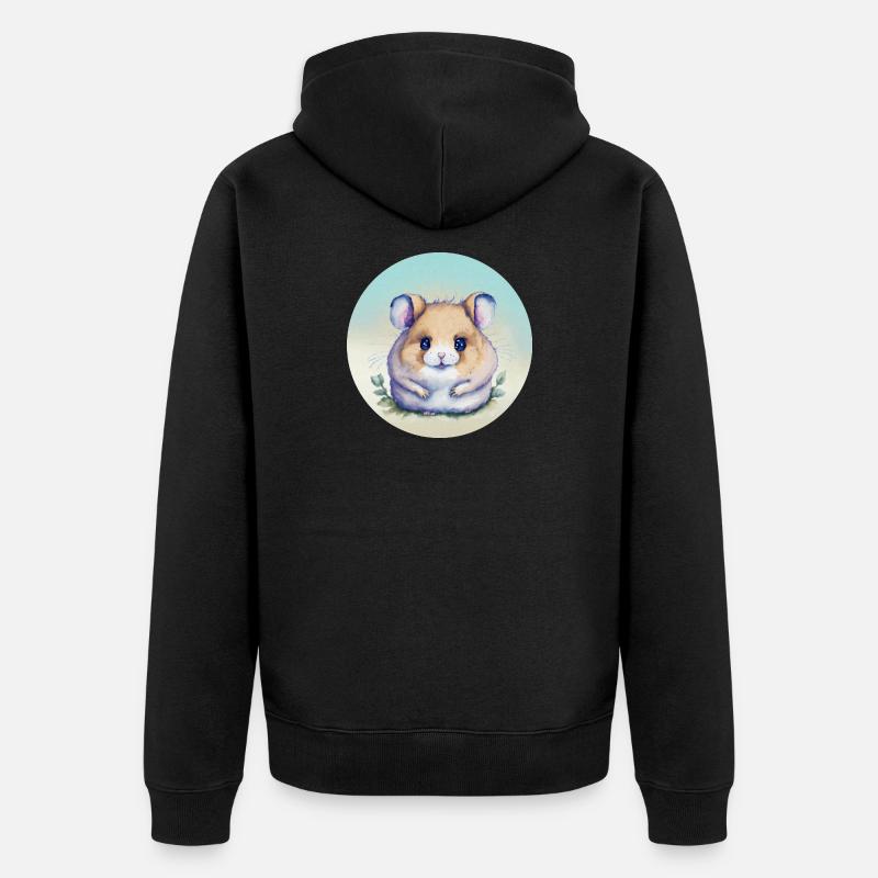 Hamster mignon aquarelle pastel - Veste à capuche bio Premium Unisexe - noir