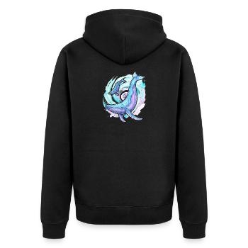 Buckelwal mit Kalb - Unisex Premium Bio Zip Hoodie - Schwarz - Hinten - Nico (187cm)