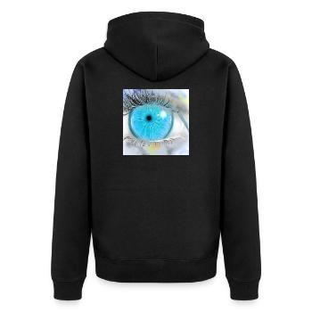 Faszinierende blaue Augenillustration - Unisex Premium Bio Zip Hoodie - Schwarz - Hinten - Nico (187cm)