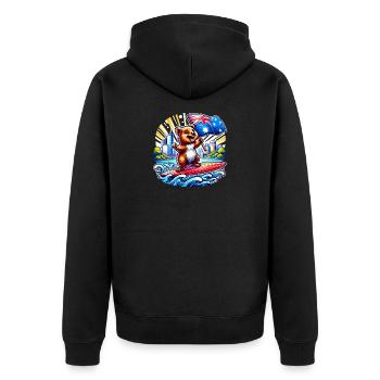 Design de surf australien Quokka - Veste à capuche bio Premium Unisexe - noir - Dos - Nico (187cm)