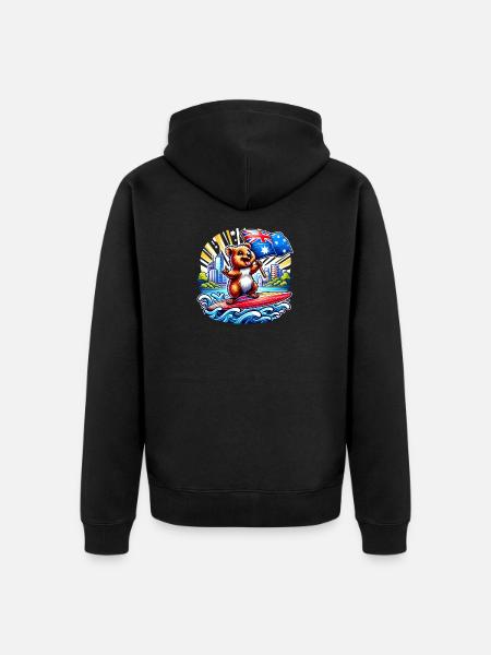 Quokka Australian Surfing Design - Unisex Premium Organic Zip Hoodie - black
