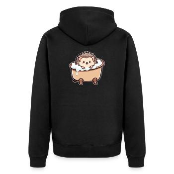 Niedlicher Igel in der Badewanne - Unisex Premium Bio Zip Hoodie - Schwarz - Hinten - Nico (187cm)