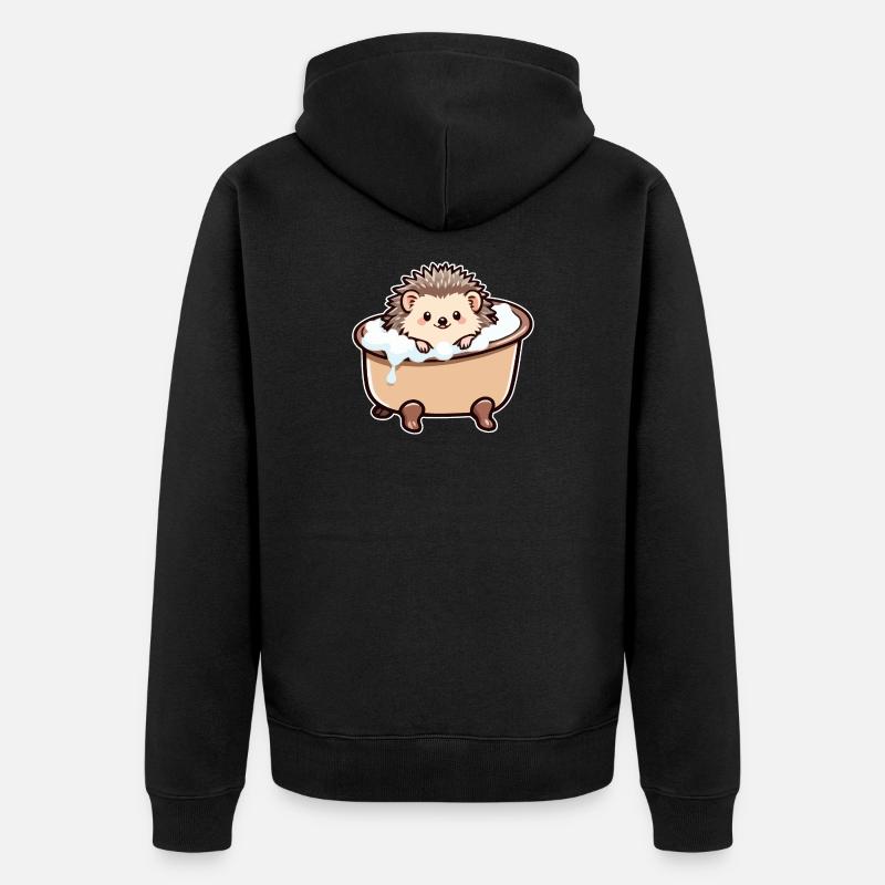 Hérisson mignon dans la baignoire - Veste à capuche bio Premium Unisexe - noir
