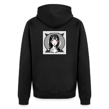 Fille Manga Rougissante - Veste à capuche bio Premium Unisexe - noir - Dos - Nico (187cm)