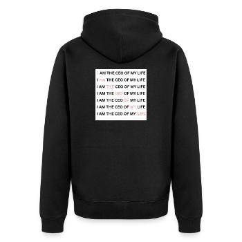 I AM THE CEO OF MY LIFE - Unisex Premium Bio Zip Hoodie - Schwarz - Hinten - Nico (187cm)