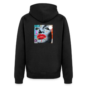 Collage coloré Pop Art - Veste à capuche bio Premium Unisexe - noir - Dos - Nico (187cm)
