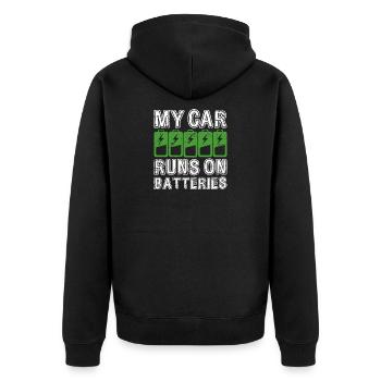 My Car Runs On Batteries eCar Electric Car - Unisex Premium Organic Zip Hoodie - black - Back - Nico (187cm)