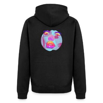Collage lumineux Pop Art - Veste à capuche bio Premium Unisexe - noir - Dos - Nico (187cm)