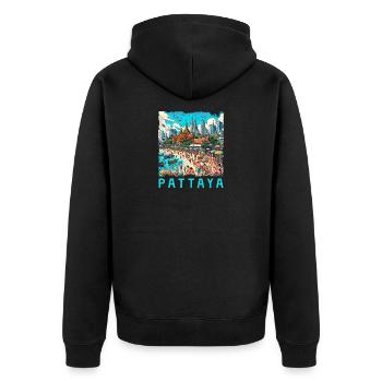 Pattaya Thailand Strand Design - Unisex Premium Bio Zip Hoodie - Schwarz - Hinten - Nico (187cm)