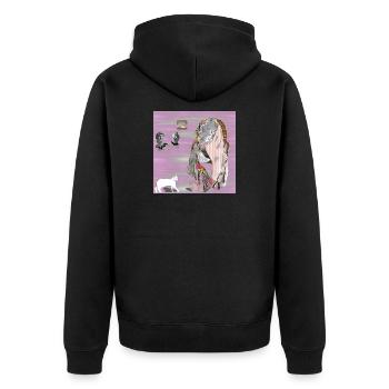 Lehrstuhl für Reflexionen Glitched - Unisex Premium Bio Zip Hoodie - Schwarz - Hinten - Nico (187cm)