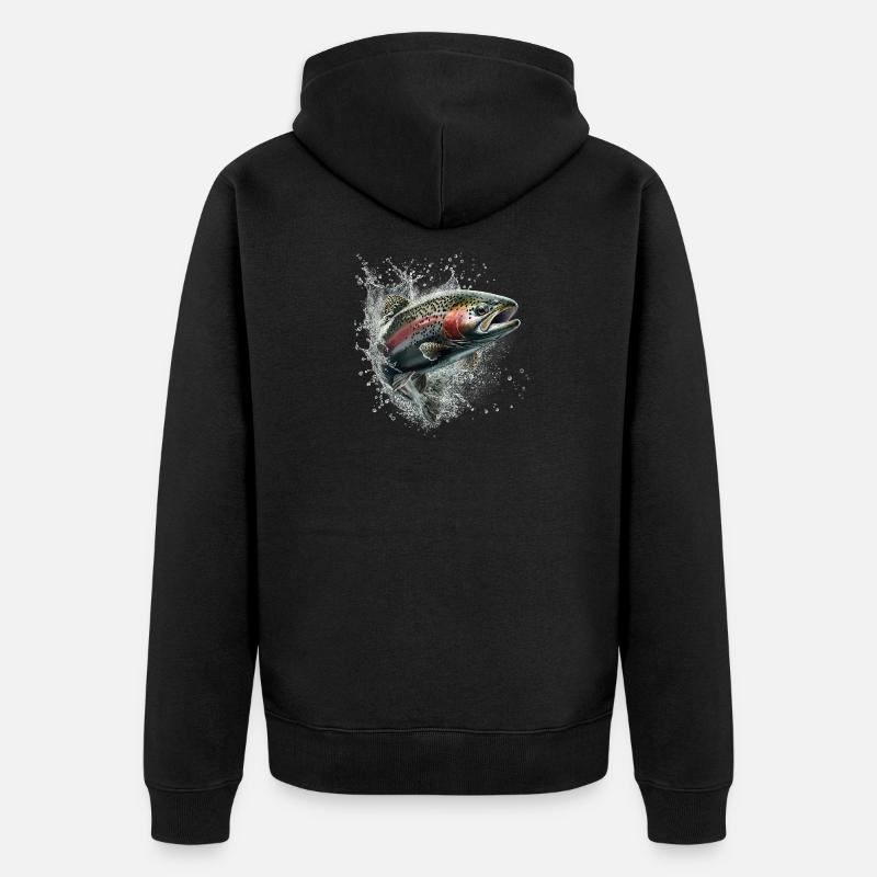 Forelle - Unisex Premium Bio Zip Hoodie - Schwarz