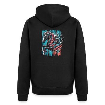 Cheval Street art - Veste à capuche bio Premium Unisexe - noir - Dos - Nico (187cm)