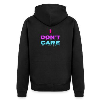 I don't care Statement chill indifferent - Unisex Premium Organic Zip Hoodie - black - Back - Nico (187cm)