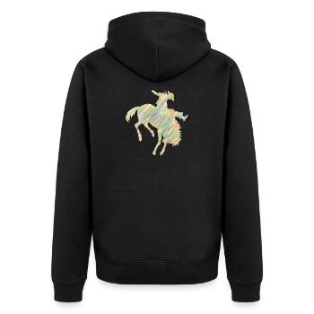 Rodeo Reiten - Unisex Premium Bio Zip Hoodie - Schwarz - Hinten - Nico (187cm)