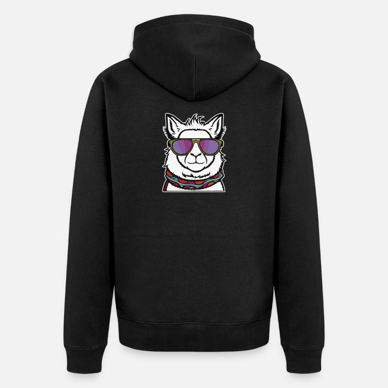 Cooles Lama - Unisex Premium Bio Zip Hoodie - Schwarz