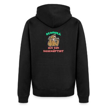 Egal Lustige Sprüche Ist Mir Wurscht Relax - Unisex Premium Bio Zip Hoodie - Schwarz - Hinten - Nico (187cm)