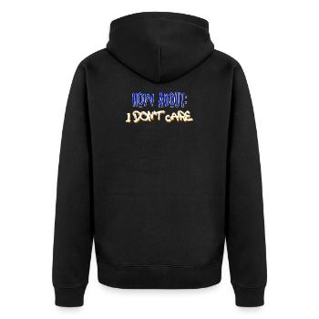 I don't care about the indifferent statement - Unisex Premium Organic Zip Hoodie - black - Back - Nico (187cm)
