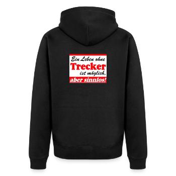Tractor , Tractor , Agricultural Machinery, Life Senseless(25) - Unisex Premium Organic Zip Hoodie - black - Back - Nico (187cm)