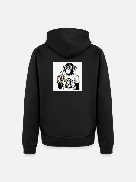 A monkey and his banana - Unisex Premium Organic Zip Hoodie - black