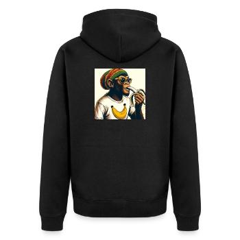 Cool monkey eats banana - Unisex Premium Organic Zip Hoodie - black - Back - Nico (187cm)