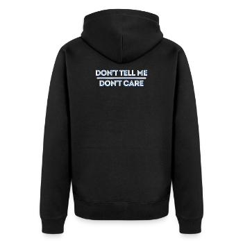 I don't care about cool saying, indifferent attitude - Unisex Premium Organic Zip Hoodie - black - Back - Nico (187cm)
