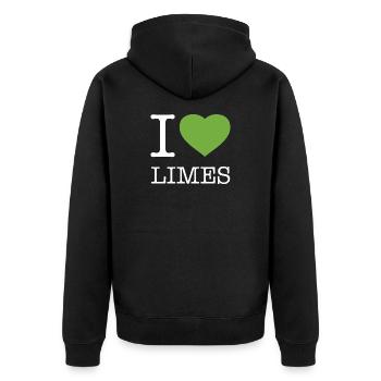 I LOVE LIMES - Unisex Premium Organic Zip Hoodie - black - Back - Nico (187cm)